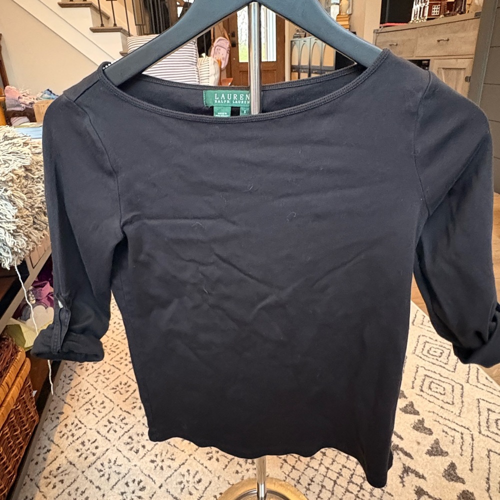 Ralph Lauren Black Boatneck Long Sleeve Tee